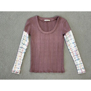 We The Free People Big Sur Shirt Womens Large Tie Dye Sleeves Stretch